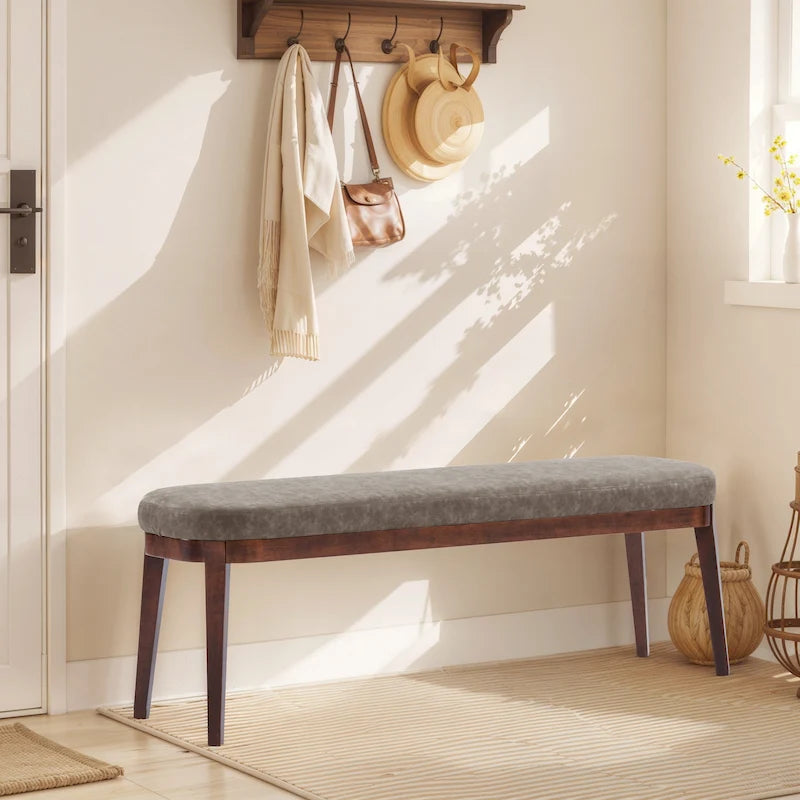 Forma Mid-Century Modern Faux Leather Bench with Wood Legs by Christopher Knight Home