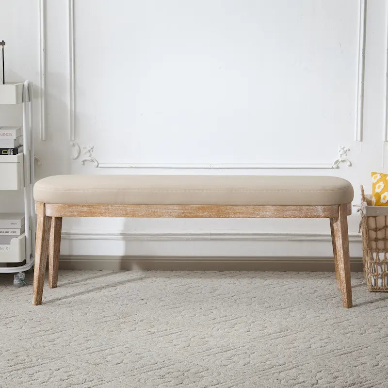 Forma Mid-Century Modern Faux Leather Bench with Wood Legs by Christopher Knight Home
