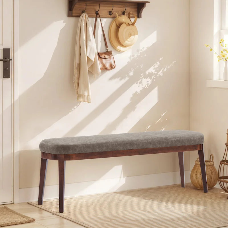 Forma Mid-Century Modern Faux Leather Bench with Wood Legs by Christopher Knight Home