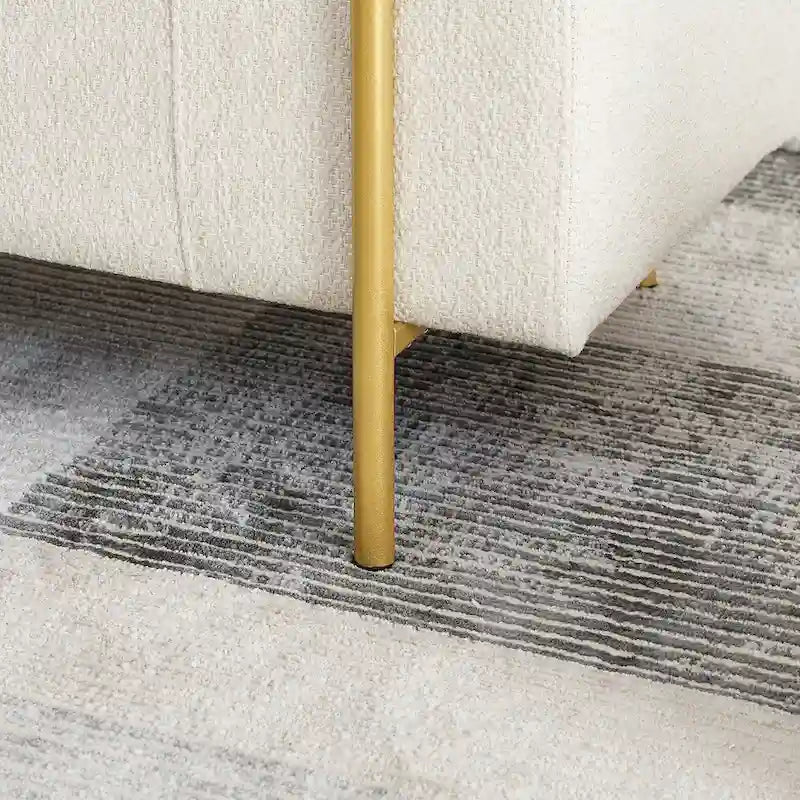 GDFStudio - Harper Linen Upholstered Storage Bench with Cylindrical Arms and Gold Metal Legs