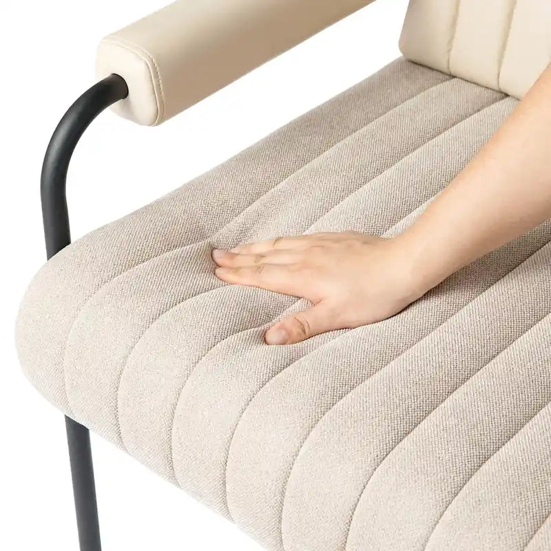 Glitzhome Set of 2 29.5W Leatherette and Fabric Combination Armchairs With Padded Arms - 29.5 W x 34 H x 30 D