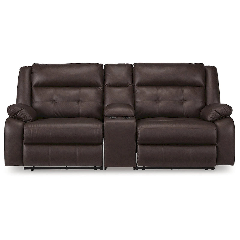 Signature Design by Ashley Punch Up Dark Brown 3-Piece Power Reclining Sectional Loveseat with Console - 93W x 39D x 41H