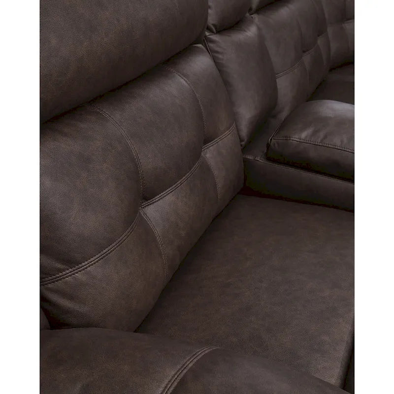 Signature Design by Ashley Punch Up Dark Brown 3-Piece Power Reclining Sectional Loveseat with Console - 93W x 39D x 41H