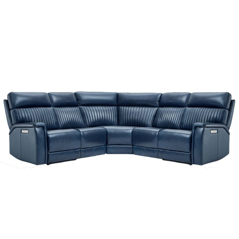 Genuine Leather Power Recliner Sectional with Power Ajustable Headrest and Lumbar, Zero Gravity, 2StationaryArmlesschairs