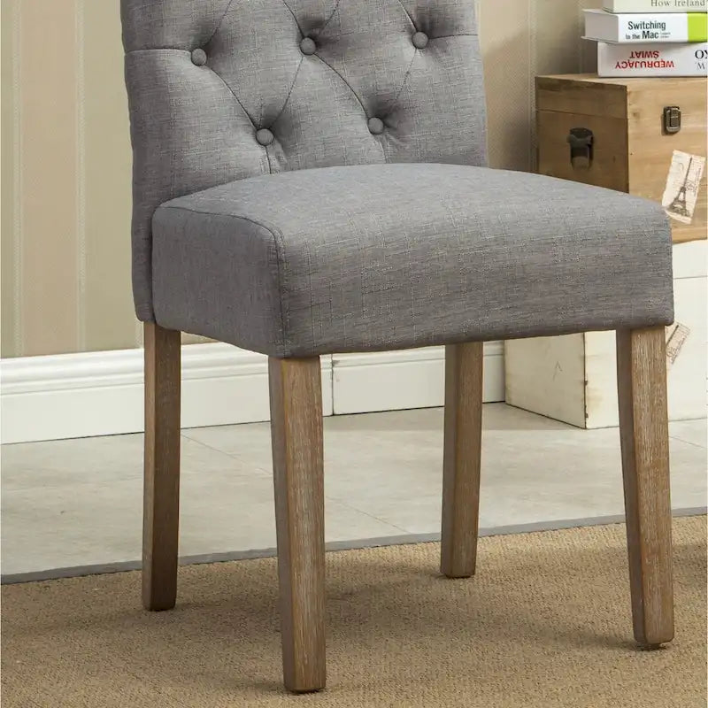 Modern Set of 2 Dining Chairs with Button-Tufted Backrest, Cushioned Seat, Solid Wood Legs for Dining Room Living Room Bedroom