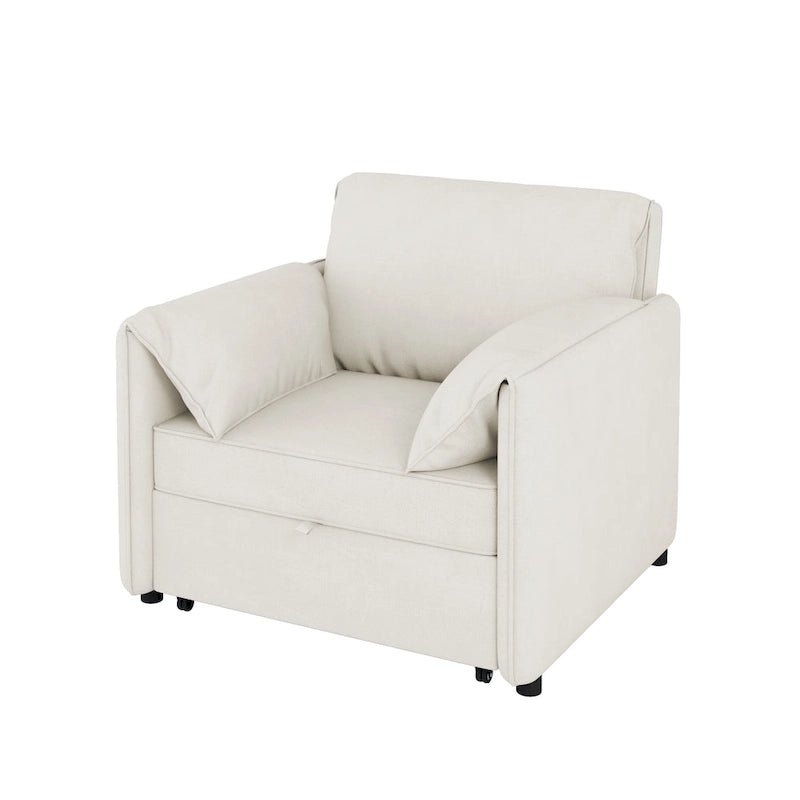 Roomfitters Convertible Sofa Bed, 3 in 1 Sleeper Chair with Adjustable Backrest and Thick Cushions, Linen Frame