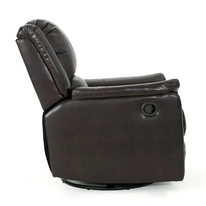 Roomfitters Fabric Glider Recliner with Swivel, Manual Reclining Chair