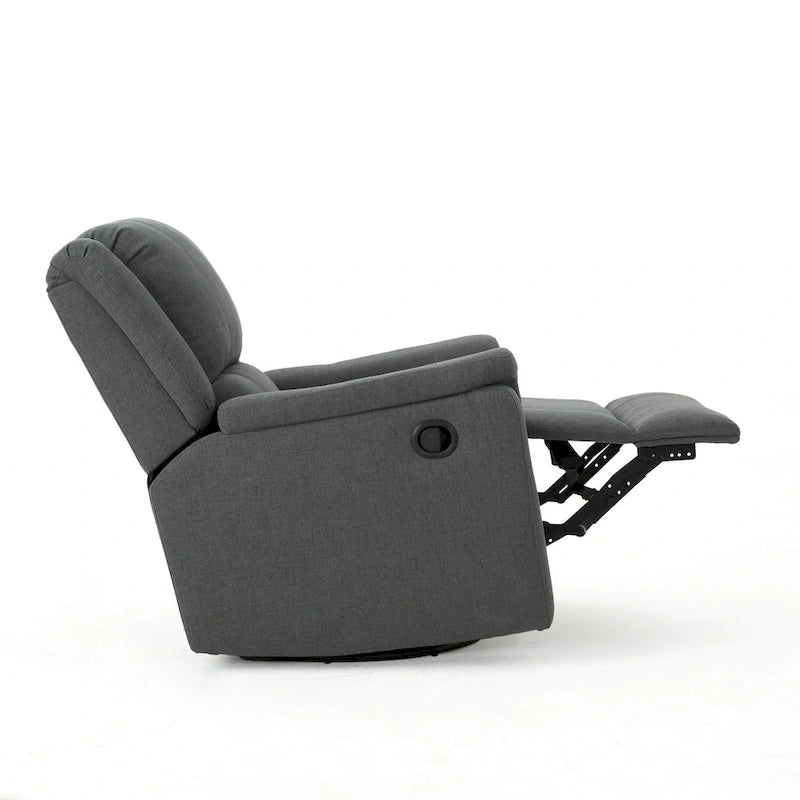 Roomfitters Fabric Glider Recliner with Swivel, Manual Reclining Chair