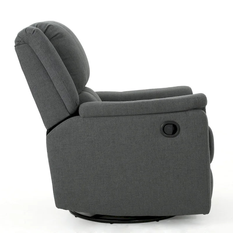 Roomfitters Fabric Glider Recliner with Swivel, Manual Reclining Chair