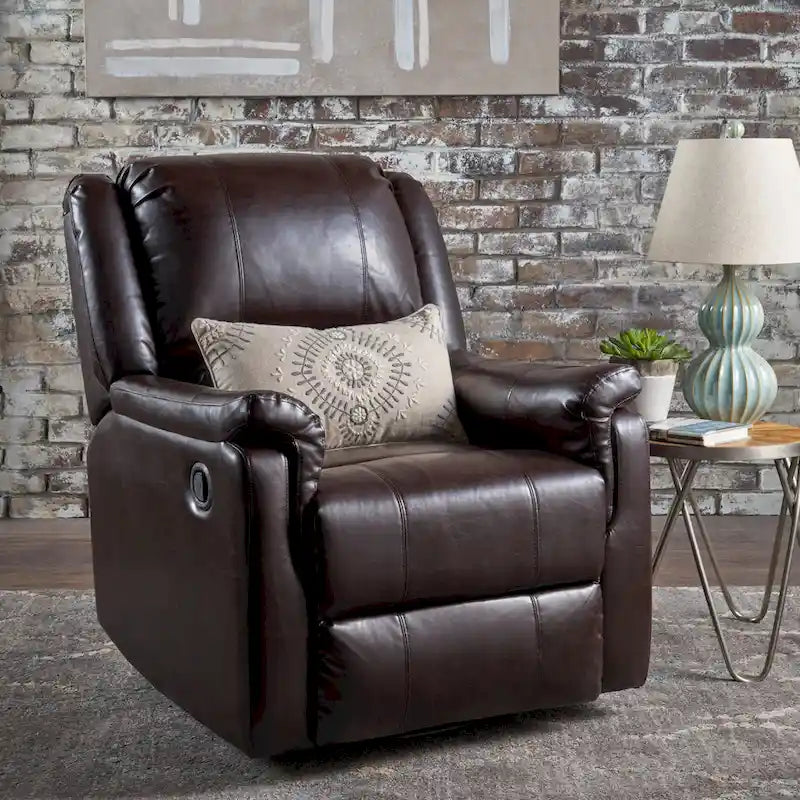 Roomfitters Fabric Glider Recliner with Swivel, Manual Reclining Chair