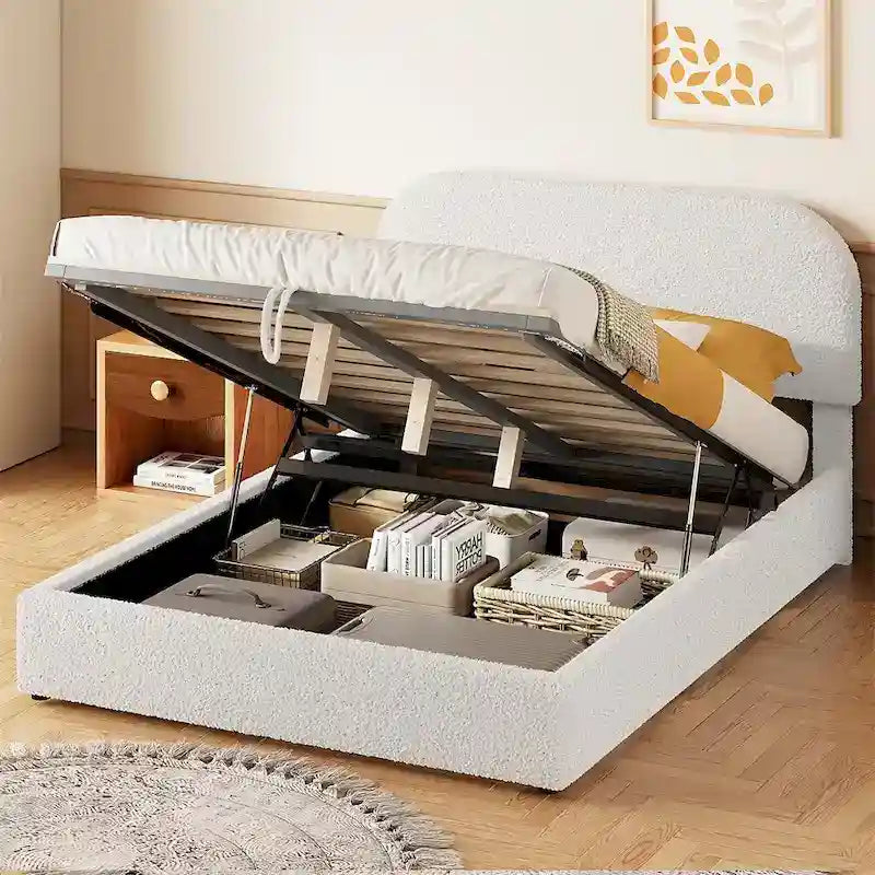Full Size Upholstered Platform Bed with Hydraulic Storage System