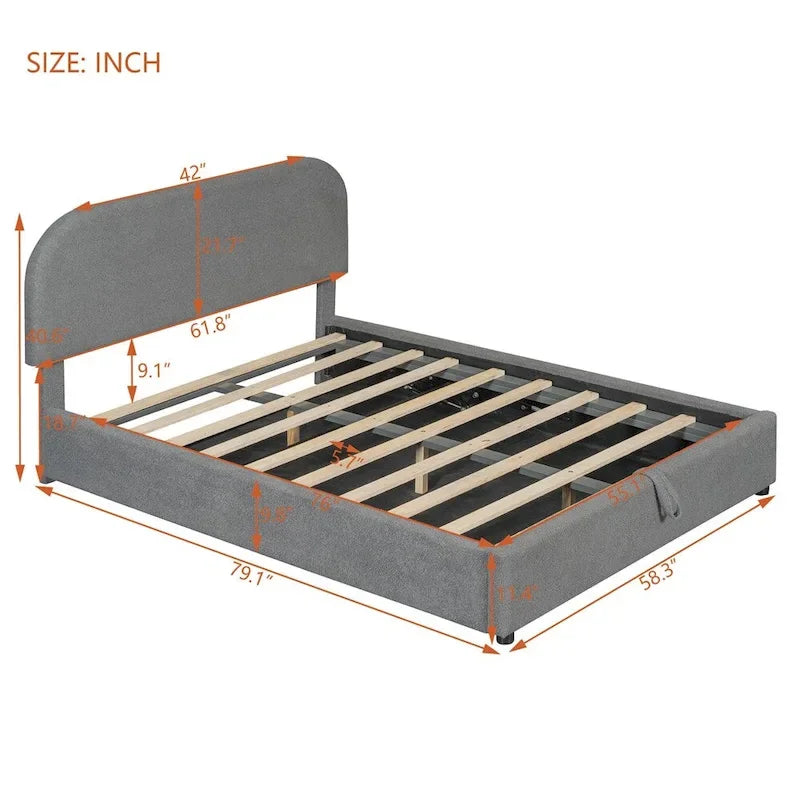Full Size Upholstered Platform Bed with Hydraulic Storage System