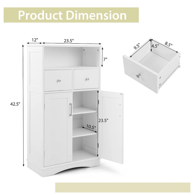 Costway Bathroom Floor Cabinet Freestanding Storage Cabinet with 2 - See Details