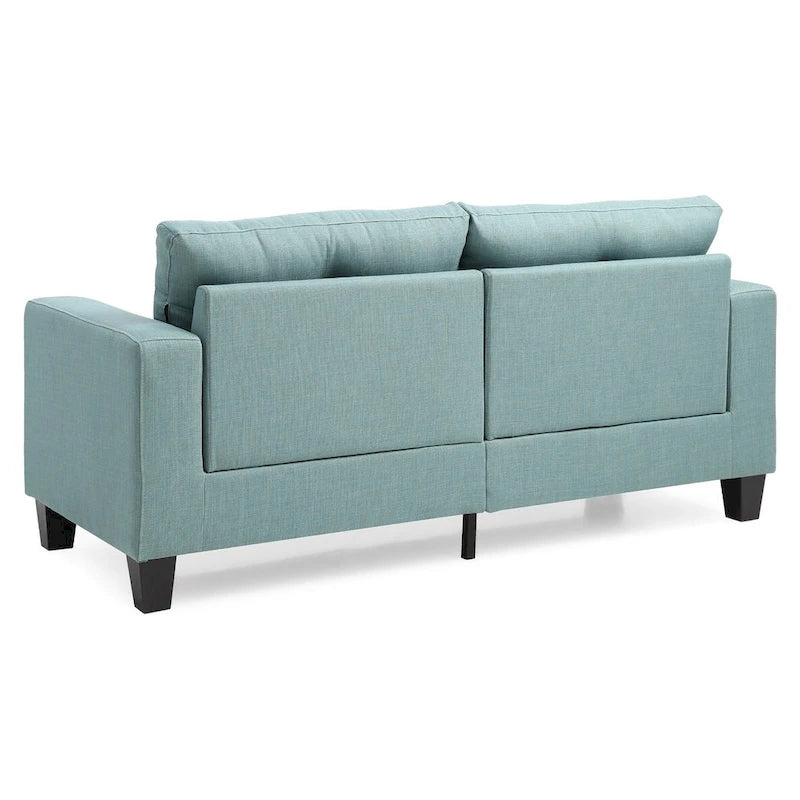 Square Arm Twill Tufted Straight Sofa - 71 - Teal