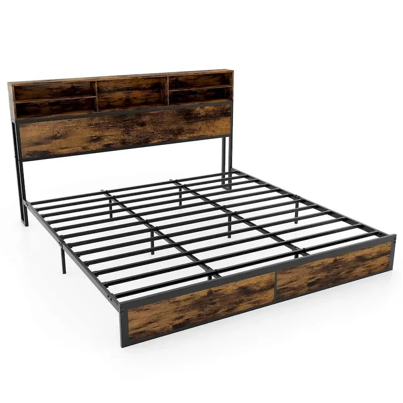 Costway Twin/Full/Queen/King Bed Frame with Charging Station Storage