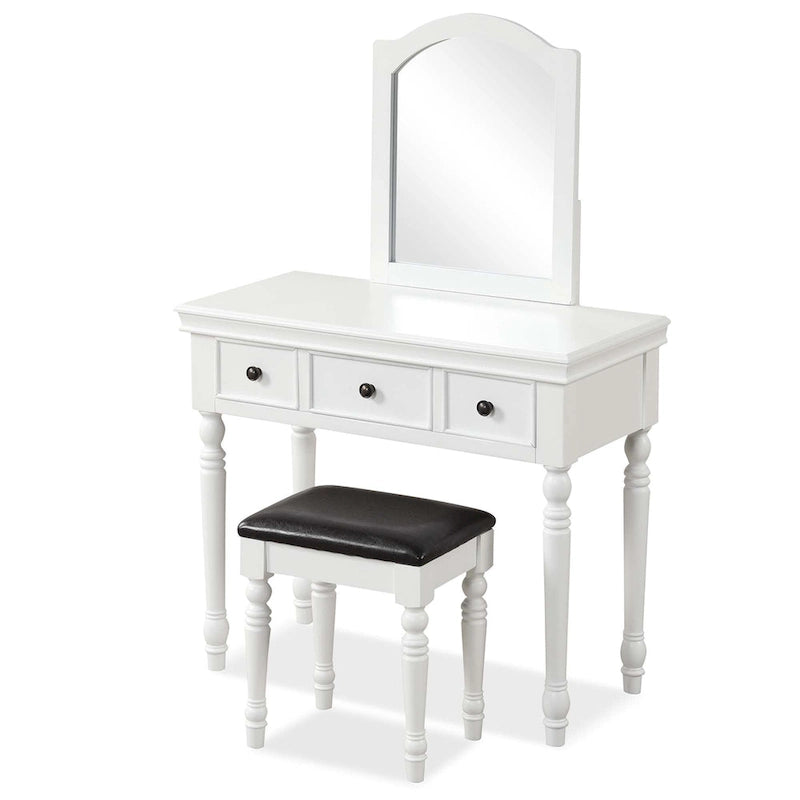 Costway Vanity Table Set Makeup Desk Cushioned Stool 3 Drawer Large - See Details
