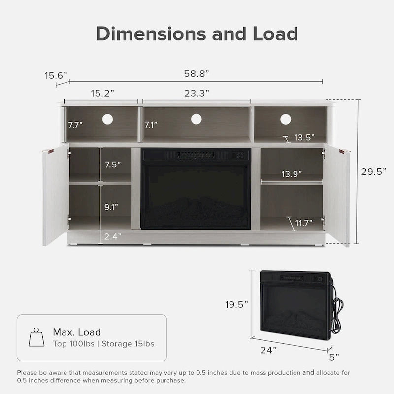 Mopio Brooklyn 59 Electric Fireplace TV Stand