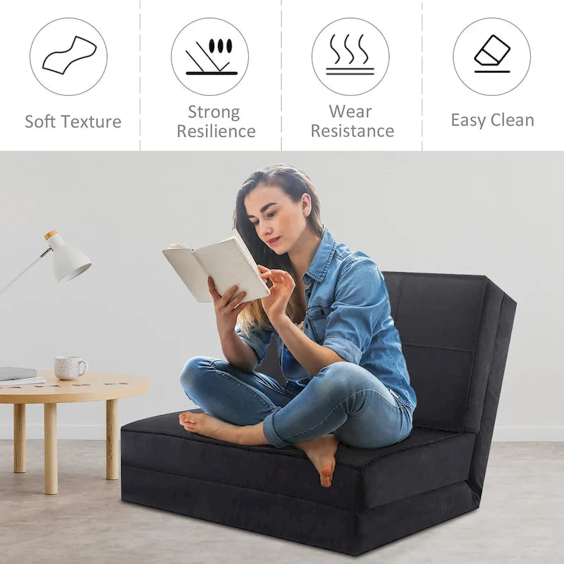 Costway Convertible Fold Down Chair Flip Out Lounger Sleeper Bed Couch