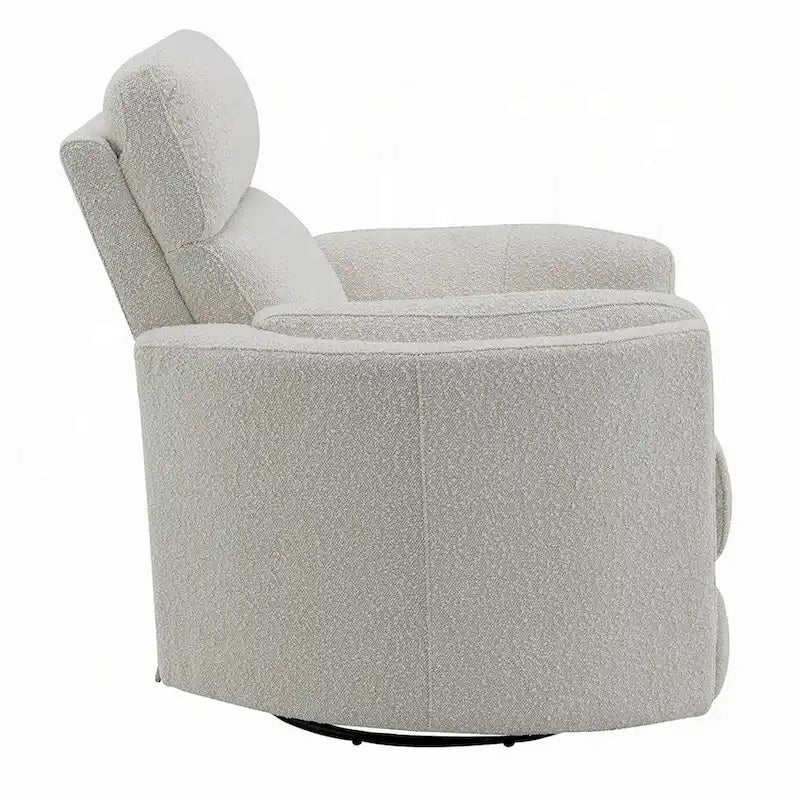 Siri Swivel Glider Recliner Chair, Plush Beige Boucle, Soft Cushioned