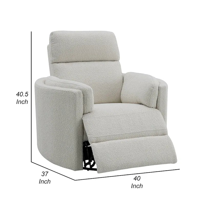 Siri Swivel Glider Recliner Chair, Plush Beige Boucle, Soft Cushioned
