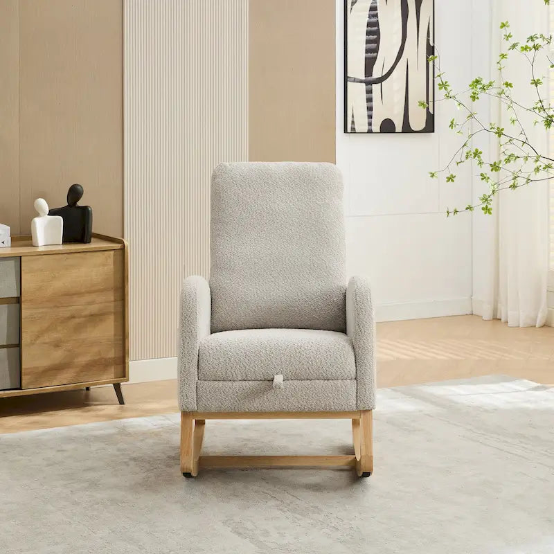 Living Room Rocking Accent Chair with Retractable Footrest