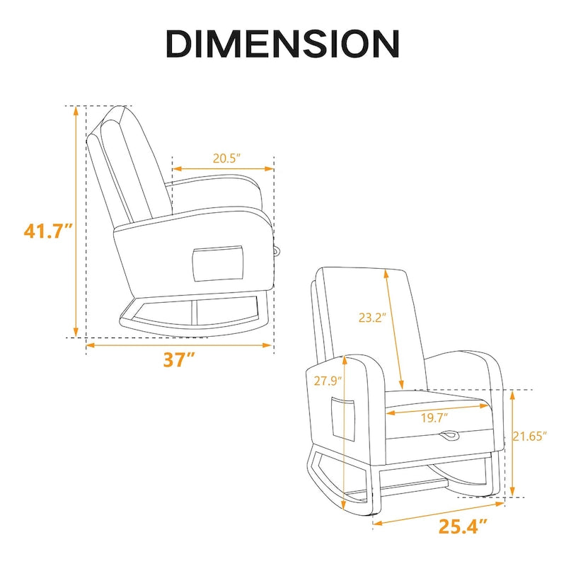 Living Room Rocking Accent Chair with Retractable Footrest