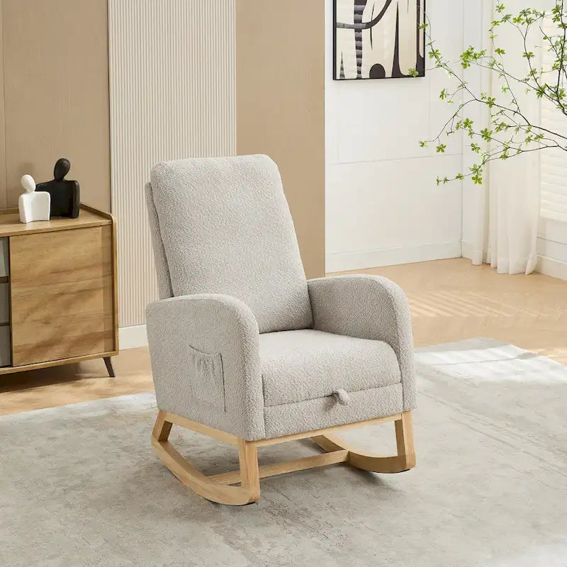 Living Room Rocking Accent Chair with Retractable Footrest