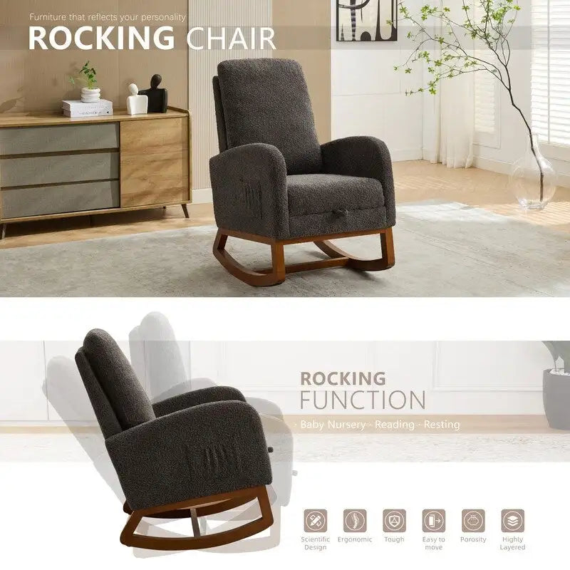 Living Room Rocking Accent Chair with Retractable Footrest