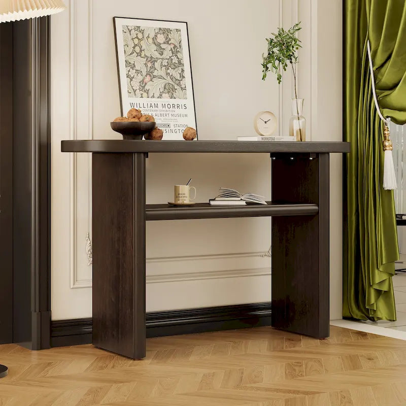 Elegant Minimalist Console Table with Rounded Edges and Sturdy Shelf Design for Entryway