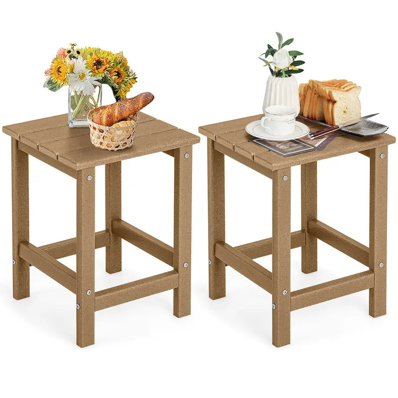 Gymax 2PCS 14 Patio Adirondack Side Table HDPE Square Weather