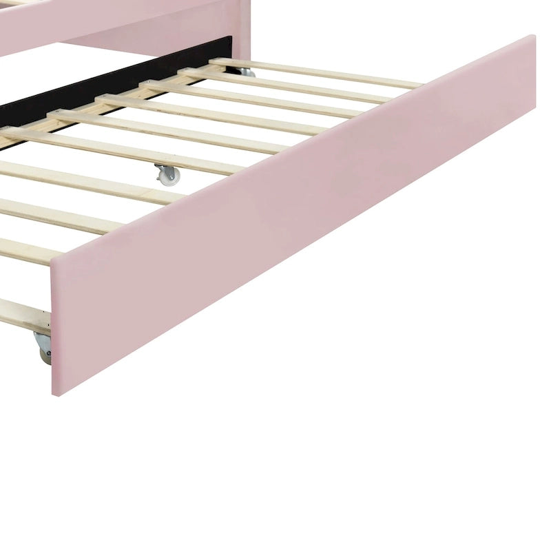 Full Size Upholstered Daybed with Shell Backrest and Trundle