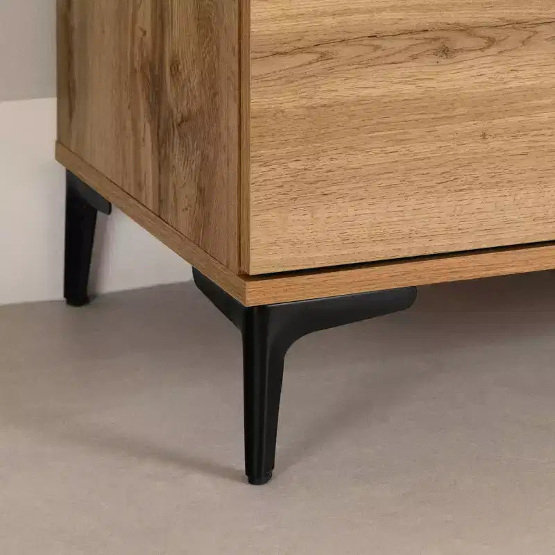 Meuble TV pour téléviseurs jusqu'à 60 po avec portes et tiroir chêne nordique : Style urbain, gestion des câbles, espace de rangement