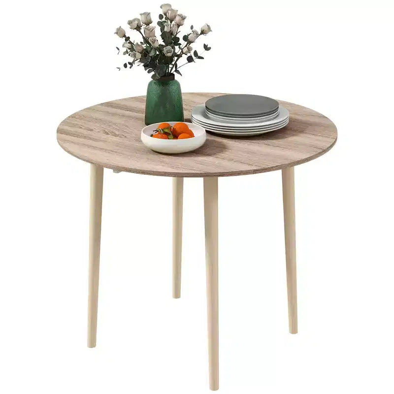 Table à manger pliante, Table à abattants rabattable pour petits espaces, Table de cuisine ronde pliable avec pieds en bois