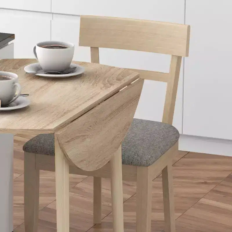 Table à manger pliante, Table à abattants rabattable pour petits espaces, Table de cuisine ronde pliable avec pieds en bois