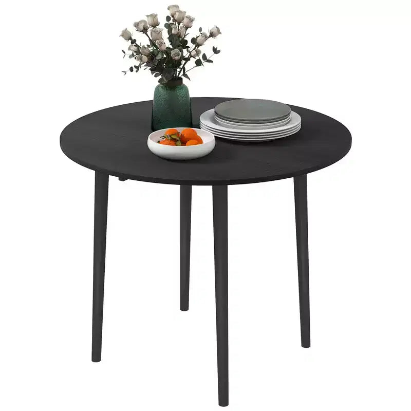 Table à manger pliante, Table à abattants rabattable pour petits espaces, Table de cuisine ronde pliable avec pieds en bois