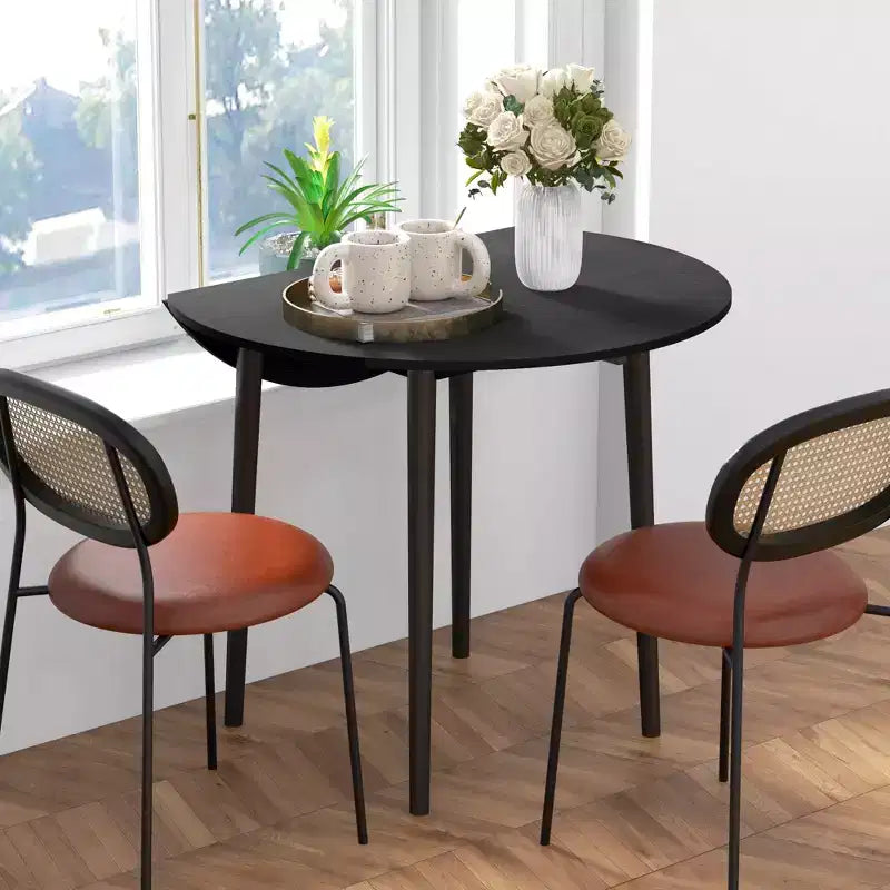 Table à manger pliante, Table à abattants rabattable pour petits espaces, Table de cuisine ronde pliable avec pieds en bois