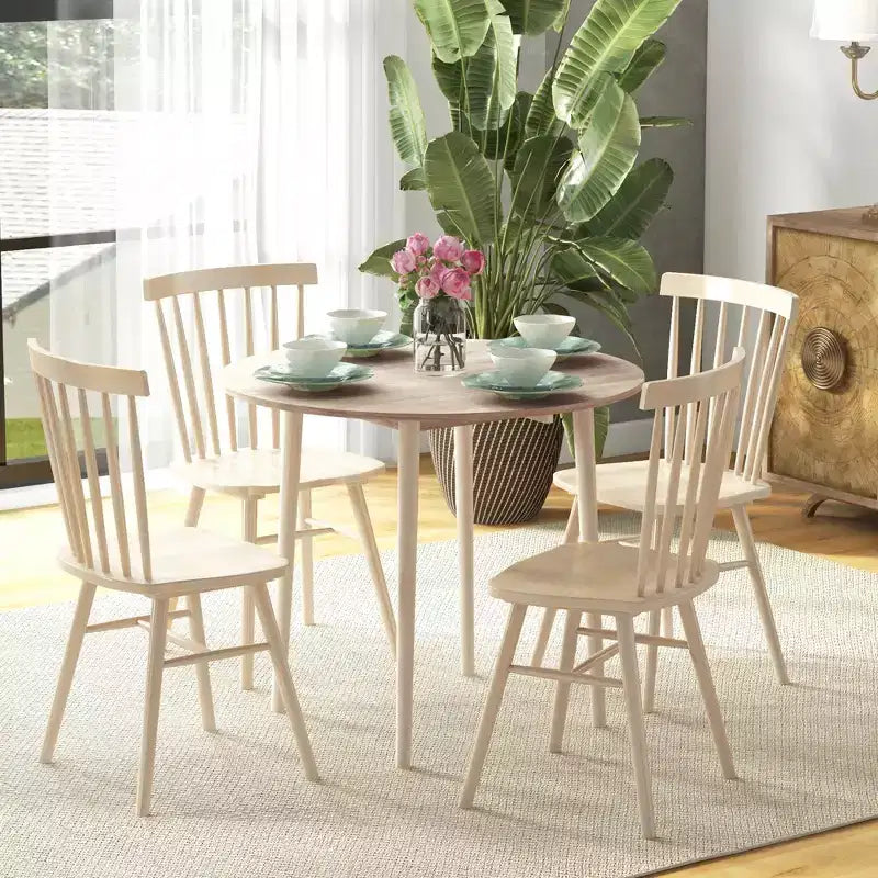 Table à manger pliante, Table à abattants rabattable pour petits espaces, Table de cuisine ronde pliable avec pieds en bois