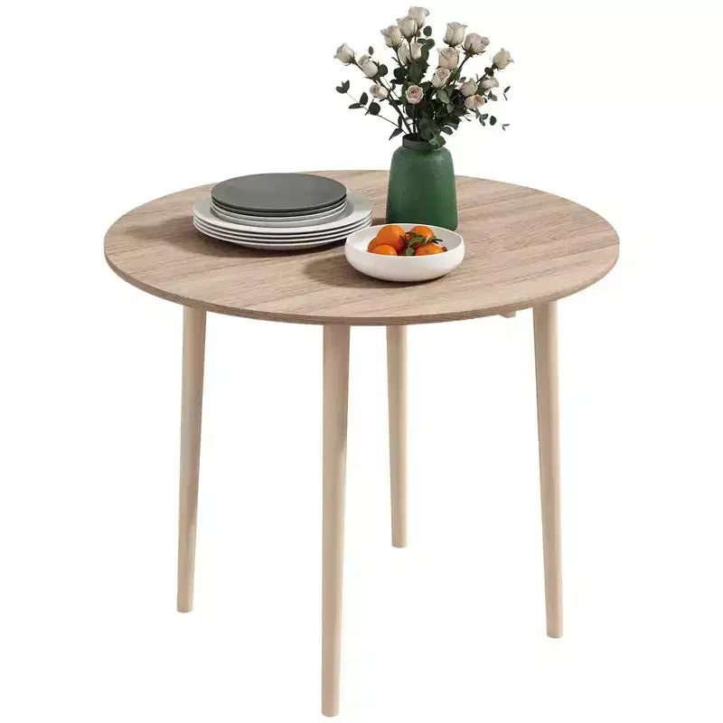 Table à manger pliante, Table à abattants rabattable pour petits espaces, Table de cuisine ronde pliable avec pieds en bois
