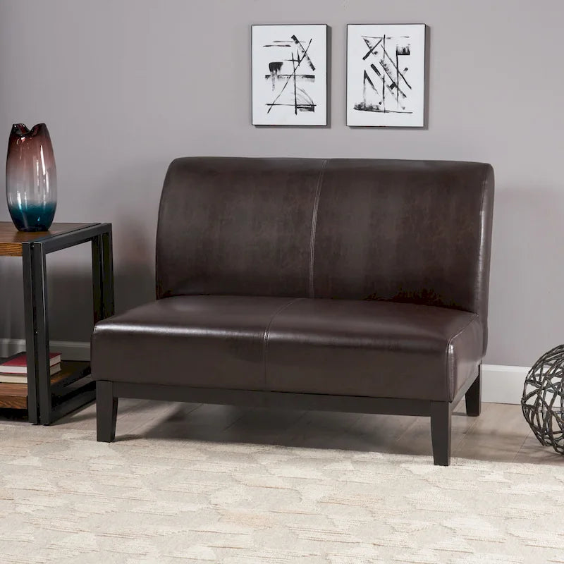 Darcy Brown Bonded Leather Loveseat