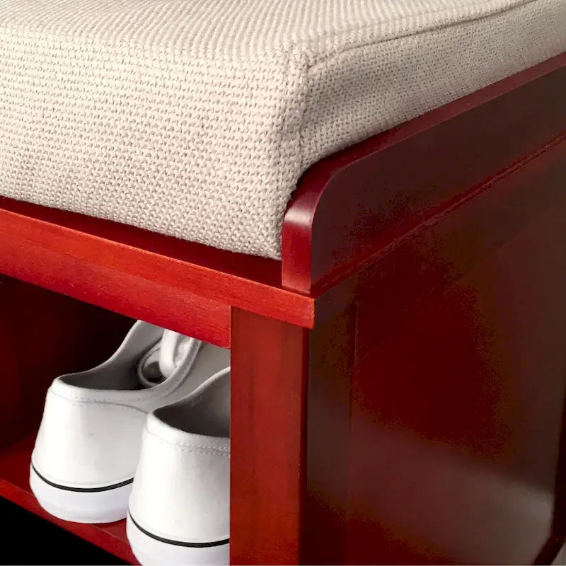 John Louis Home Solid Wood Shoe Storage Bench Red Mahogany
