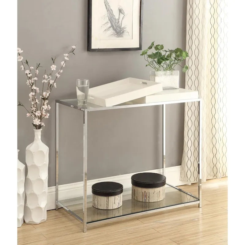 Convenience Concepts Palm Beach Console Table with Shelf and Removable Trays
