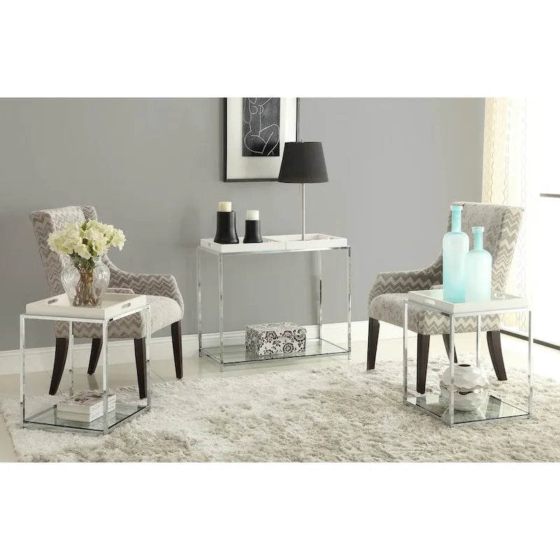 Convenience Concepts Palm Beach Console Table with Shelf and Removable Trays
