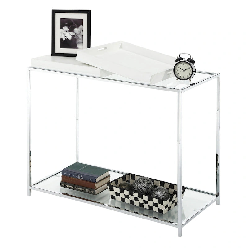 Convenience Concepts Palm Beach Console Table with Shelf and Removable Trays