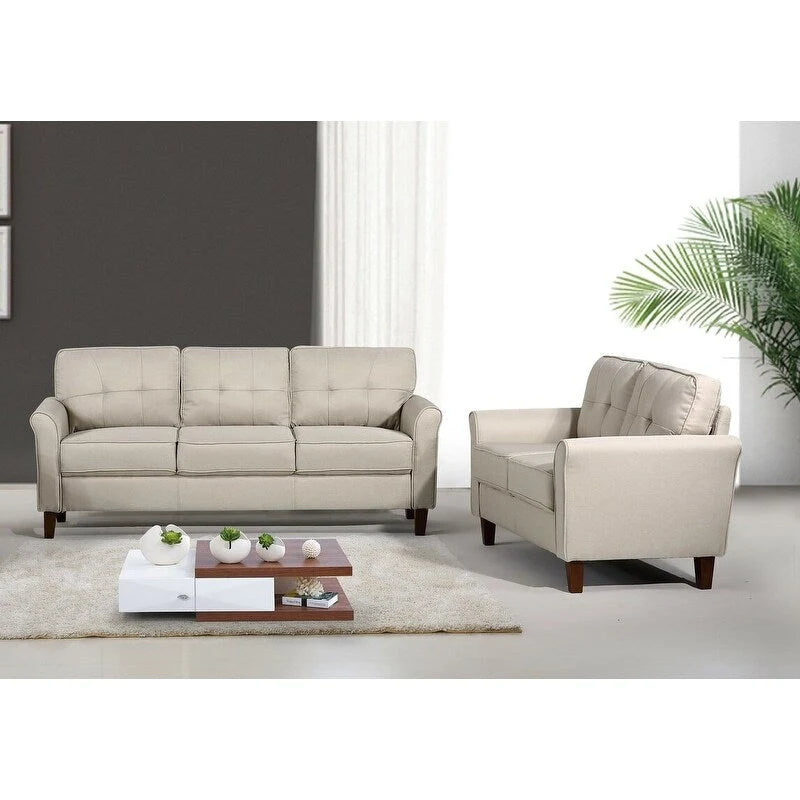 Kouchouk Tufted Mid Century 2 Piece Living Room Set- Loveseat & Sofa