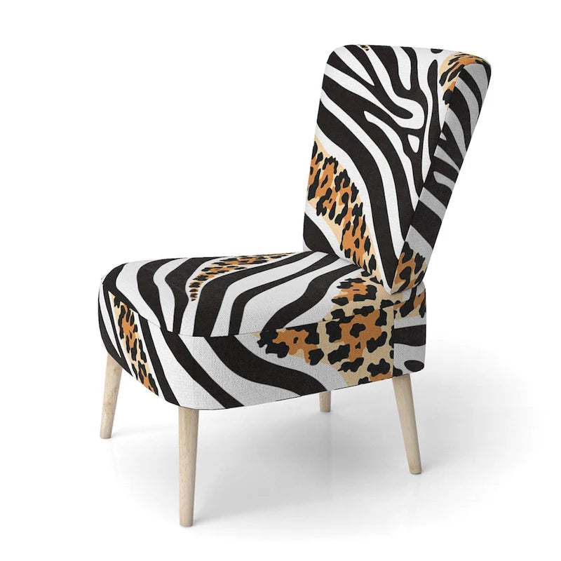 Designart Zebra and Leopard Mix Pattern III Upholstered Cabin & Lodge Accent Chair and Arm Chair