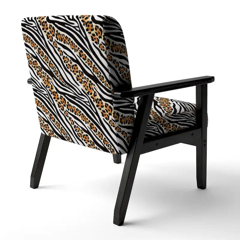 Designart Zebra and Leopard Mix Pattern III Upholstered Cabin & Lodge Accent Chair and Arm Chair