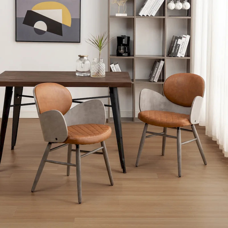 Art Leon Mid-century Modern Faux Leather and Wood Accent Dining Chair