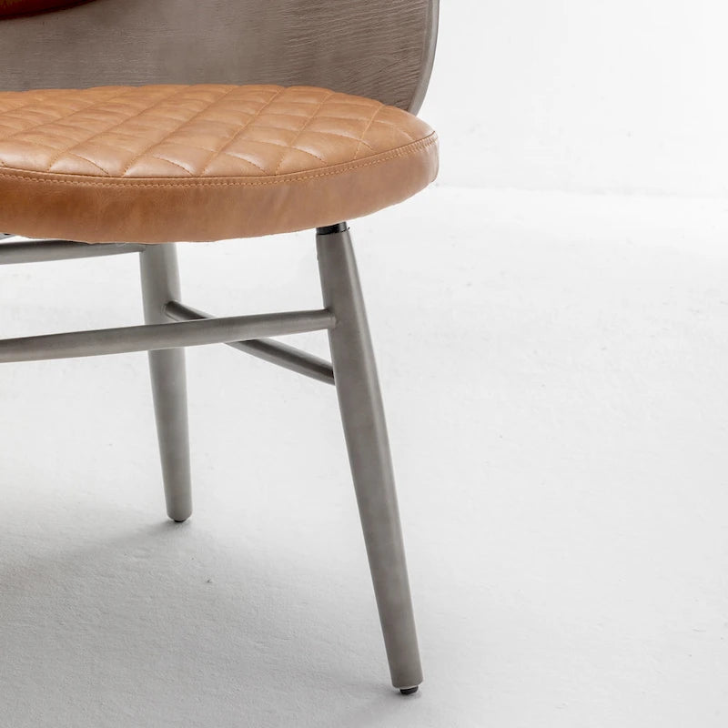 Art Leon Mid-century Modern Faux Leather and Wood Accent Dining Chair