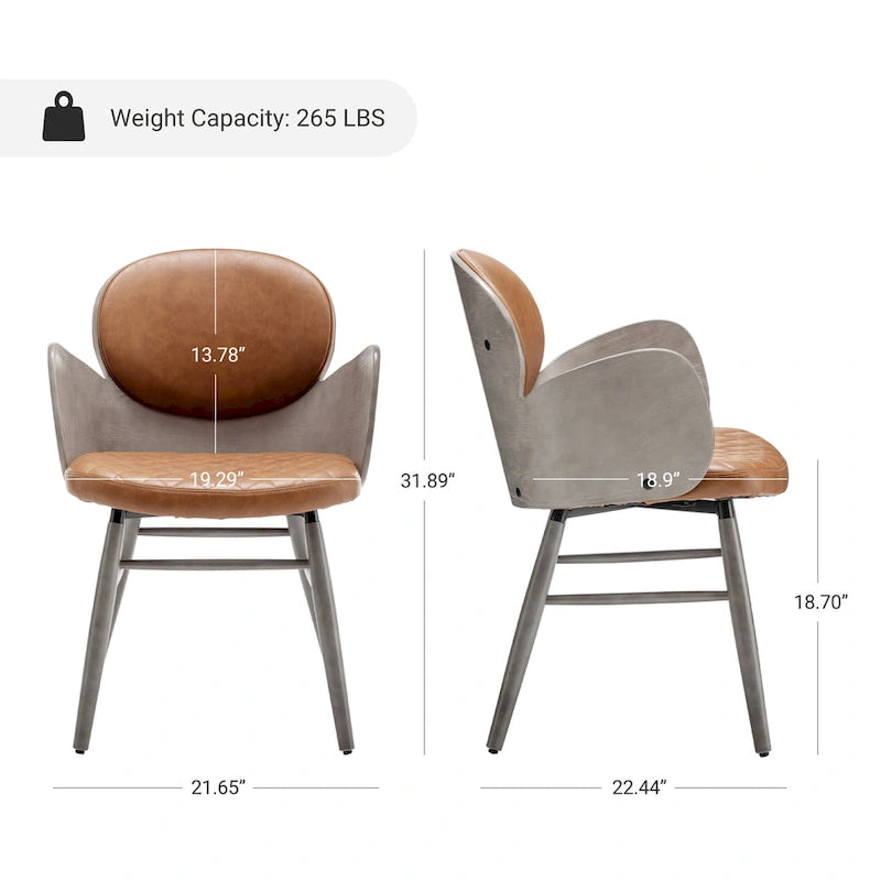 Art Leon Mid-century Modern Faux Leather and Wood Accent Dining Chair