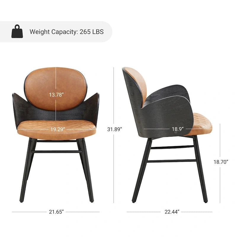 Art Leon Mid-century Modern Faux Leather and Wood Accent Dining Chair